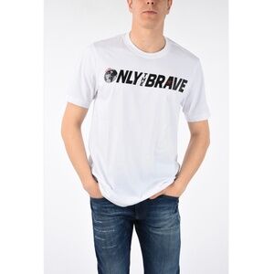 NWT Diesel Only The Brave Graphic T-Shirt White Cotton Size L Logo Tee